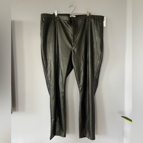 Abercrombie & Fitch Black Faux Leather Skinny High Rise Split Hem Pants Size 24 - Picture 2 of 9